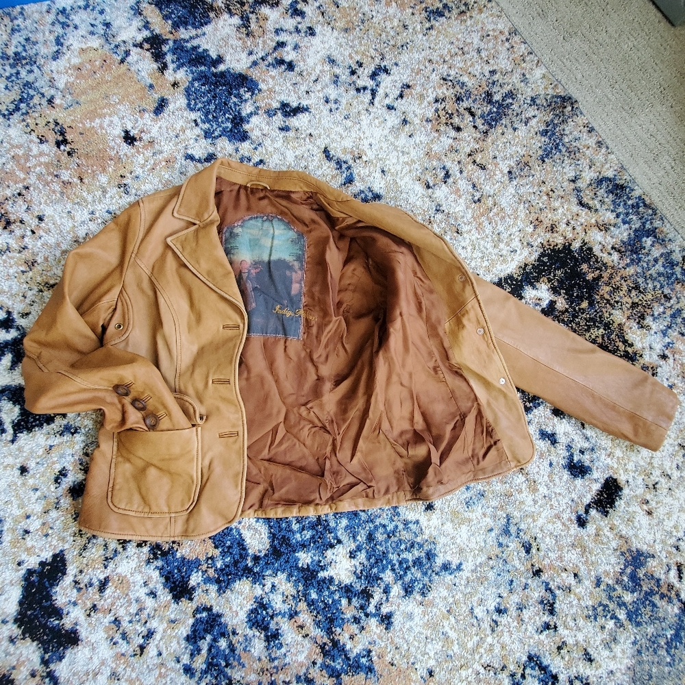 Vintage‎ Indigo Palms leather jacket